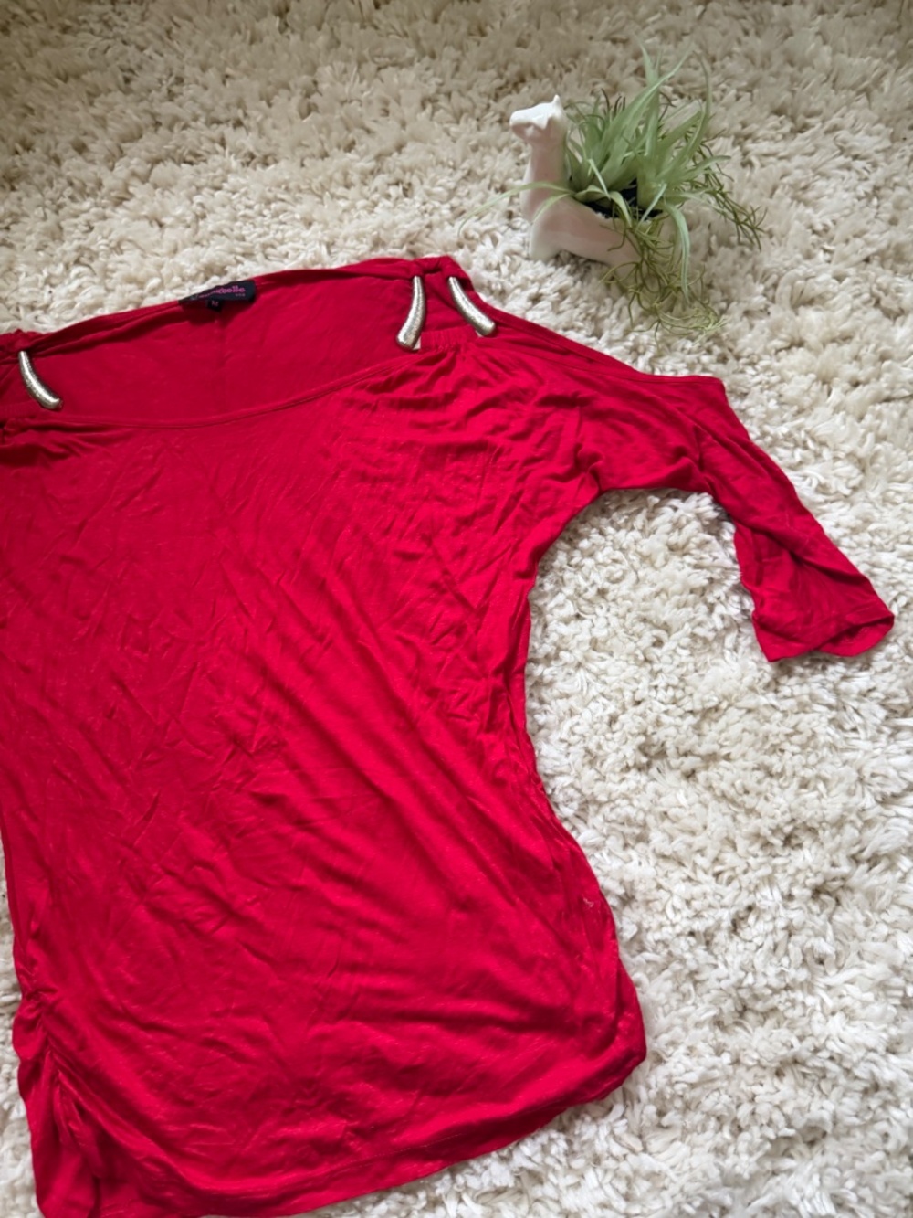 Annabelle women's Annabelle Bright Red vintage Y2K 2000s throwback Women's Top i - Picture 4 of 6